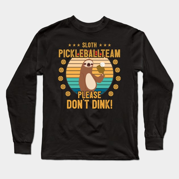 Funny Pickleball Player Gift Sloth Long Sleeve T-Shirt by Pummli